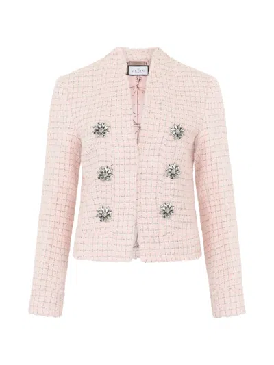 Philipp Plein Crystal-embellished Tweed Jacket In Pink