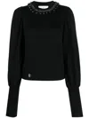 Philipp Plein Crystal-embellished Wool Knitted Jumper In Black