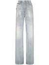 Philipp Plein Crystal-embellishment Pinstripe Jeans In Blue