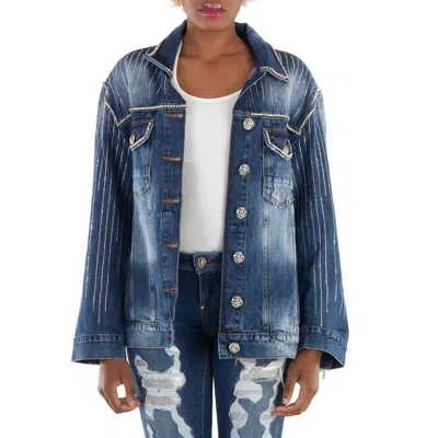 Philipp Plein Crystal Fringe Denim Jacket