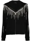 Philipp Plein Crystal-fringe Hooded Zip-up In Black