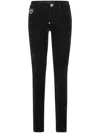 Philipp Plein Heart Crystal-embellished Skinny Jeans In Black