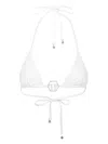Philipp Plein Crystal Hexagon Triangle Bikini Top In White
