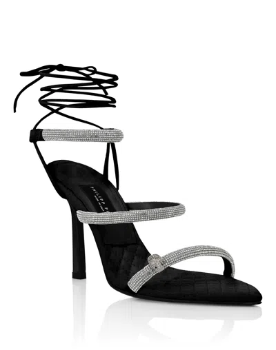 Philipp Plein Crystal Lace-up Sandals In Black