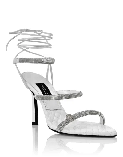 Philipp Plein Crystal Lace-up Sandals In White