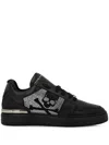 PHILIPP PLEIN CRYSTAL LO-TOP LEATHER SNEAKERS