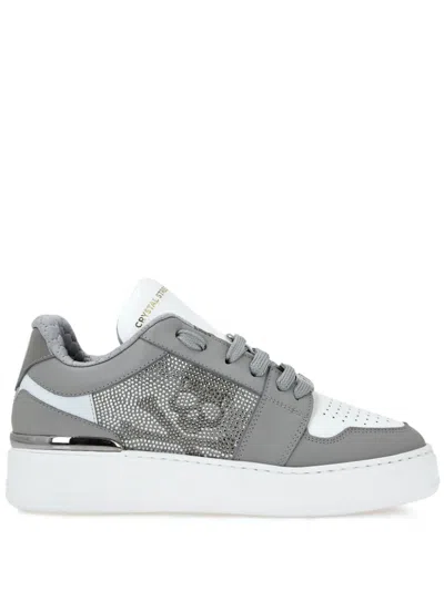 Philipp Plein Crystal Lo-top Leather Sneakers In Multi
