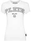 Philipp Plein Crystal-logo Cotton T-shirt In "01 White"