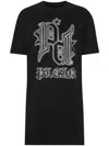 Philipp Plein Crystal Embellished Logo Dress In Black