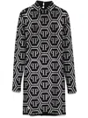 Philipp Plein Crystal-monogram Mini Dress In Black
