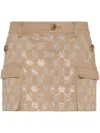 Philipp Plein Crystal Monogram Miniskirt In Neutrals