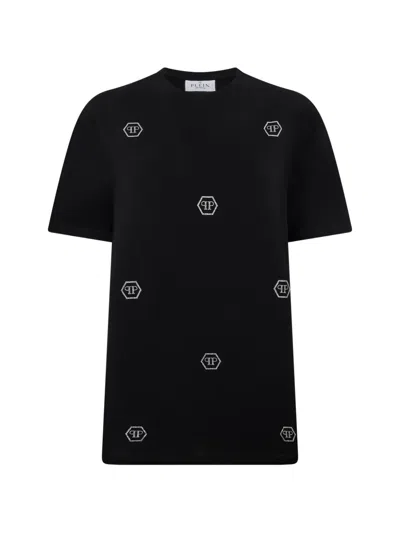Philipp Plein Crystal-monogram T-shirt In Black