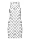 Philipp Plein Crystal Net Mini Dress In White