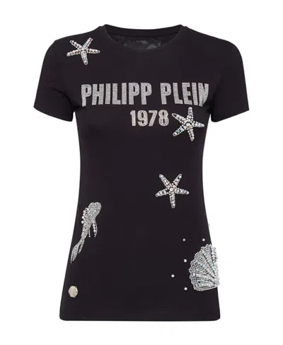 Philipp Plein Crystal Pattern Short-sleeved T-shirt In Black