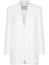 Philipp Plein Crystal-pinstripe Cady Blazer In White