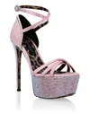 Philipp Plein Embellished Satin Platform Sandals In Multi