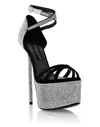 Philipp Plein 180mm Embellished Platform Sandals In Silver