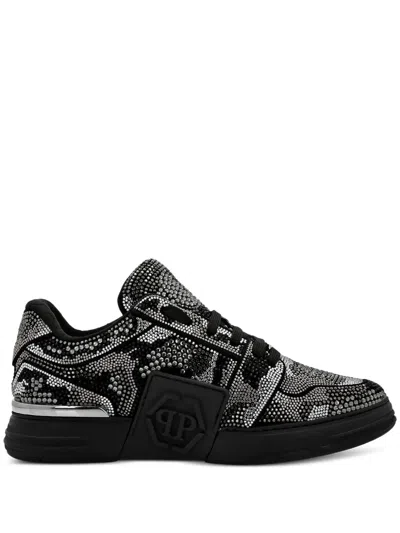 Philipp Plein Crystal Royal Street Suede Lo-top Sneakers Camouflage Unisex In Multi
