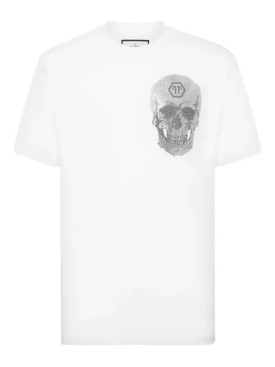 Philipp Plein Crystal-skull Cotton T-shirt In White