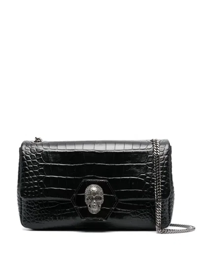 Philipp Plein Crystal Skull-detail Shoulder Bag In Black