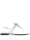Philipp Plein Sandals Flat Crystal Skull With Crystals In White
