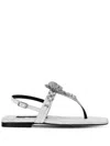 Philipp Plein Crystal-skull Leather Sandals In White