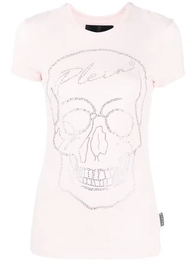 Philipp Plein Crystal Skull T-shirt In Pink