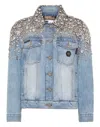 Philipp Plein Crystal Stones Denim Oversize Jacket With Stones