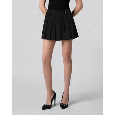Philipp Plein Crystal Strass Mini Skirt Women In Black