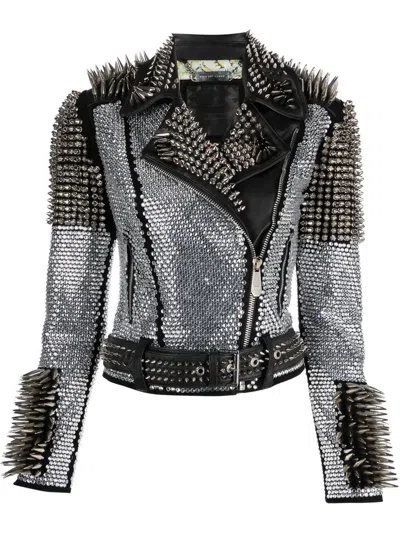 Philipp Plein Crystal Studded Jacket In Black