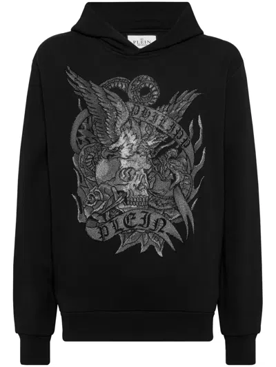 Philipp Plein Crystal Tattoo Crystal-embellished Hoodie In Black