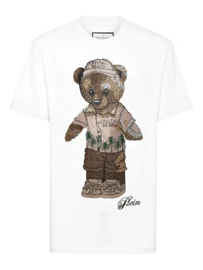 Philipp Plein Crystal Teddy Bear T-shirt In White