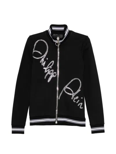 Philipp Plein Crystal-embellished Bomber Jacket In Black