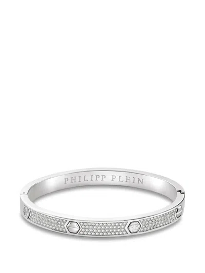 Philipp Plein Crystal-embellished Cuff Bracelet In Silver