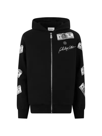 Philipp Plein Crystal-embellished Dollar Hoodie In Black
