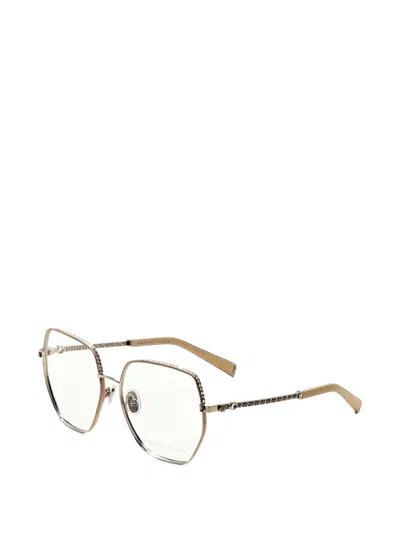 Philipp Plein Crystal-embellished Geometric-frame Glasses In Gold