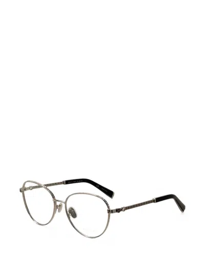 Philipp Plein Crystal-embellished Geometric-frame Glasses In Metallic