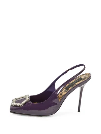Pre-owned Philipp Plein Crystal-embellished Slingback Pumps In Purple