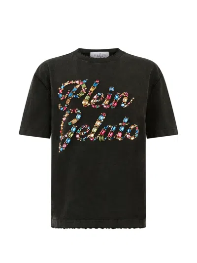Philipp Plein Man Fit T-shirt Plein Gelato Stones In Black