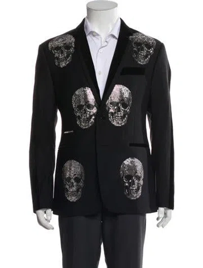 Pre-owned Philipp Plein Crystalized Velvet Blazer In Black