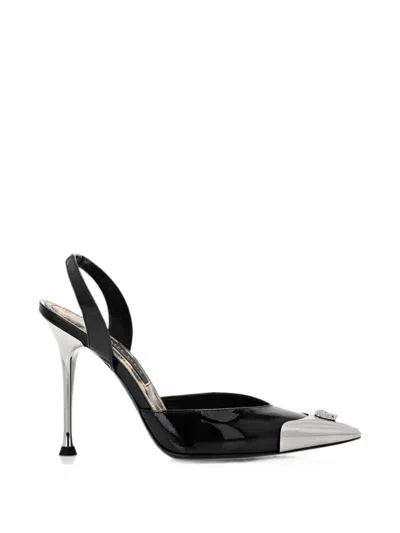 Philipp Plein Crystal-skull Slingback Pumps In Black