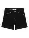 Philipp Plein Cuff Denim Shorts In Black