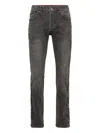 Philipp Plein Cursive-embroidered Straight-cut Jeans In Gray