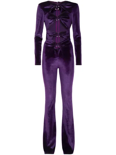 Philipp Plein Cut Out-detail Long-sleeve Jumpsuit In Purple