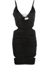 Philipp Plein Cut-out Ruched Minidress In Black