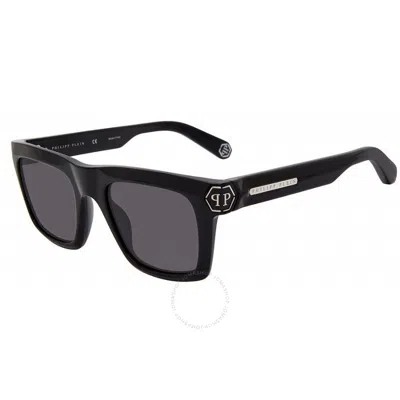 Philipp Plein Dark Grey Square Men's Sunglasses Spp043m 0700 52 In Black