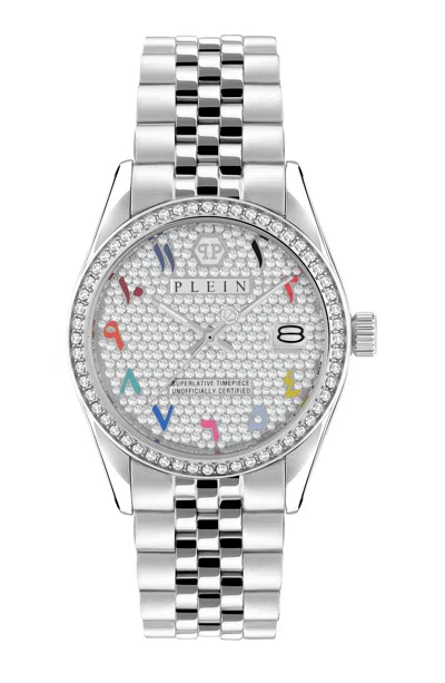 Philipp Plein Date Superlative Arabic Crystal Watch In Pink