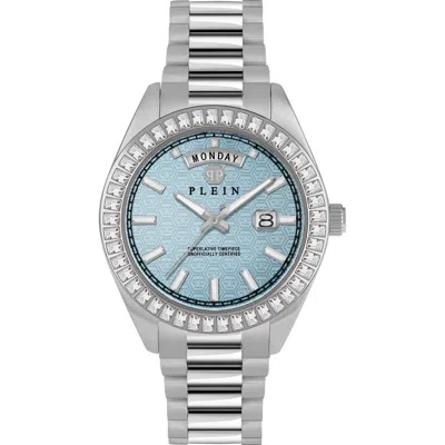 PHILIPP PLEIN PHILIPP PLEIN DATE SUPERLATIVE CRYSTAL BEZEL BRACELET WATCH, 42MM