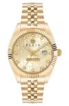Philipp Plein Date Superlative Crystal Watch In Ip Yellow Gold