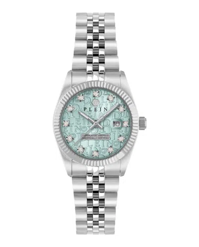 Philipp Plein Date Superlative Crystal Watch In Stainless Steel